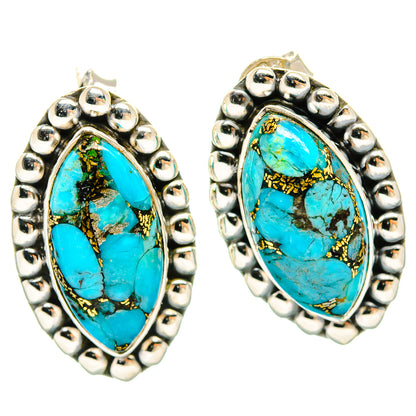 Blue Copper Composite Turquoise Earrings handcrafted by Ana Silver Co - EARR426591 - Photo 2