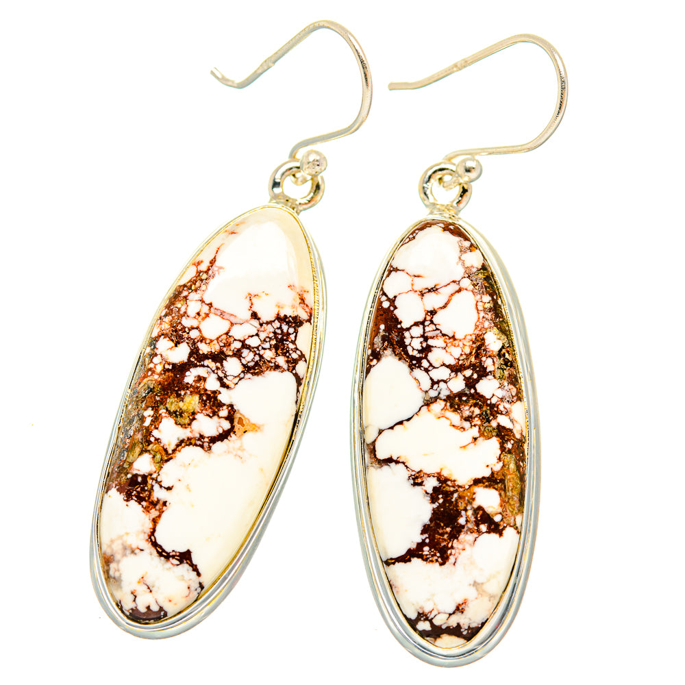 Wild Horse Jasper oval drop earrings, 925 sterling silver hooks, red veining