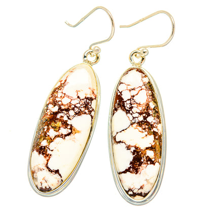 Wild Horse Jasper oval drop earrings, 925 sterling silver hooks, red veining