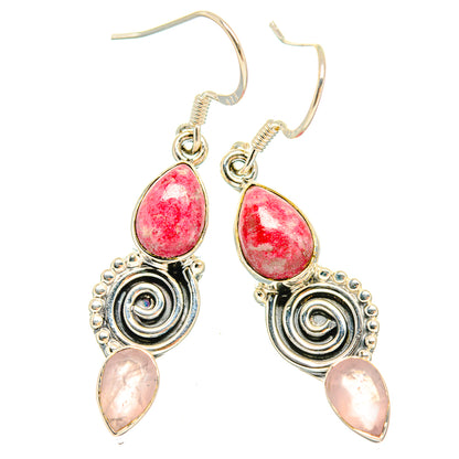 Thulite Earrings handcrafted by Ana Silver Co - EARR426623 - Photo 2