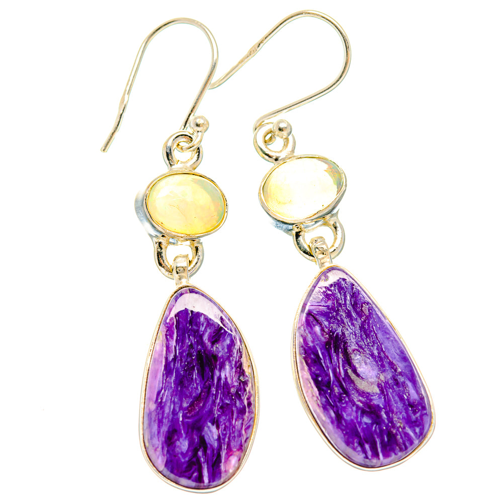 Charoite Earrings handcrafted by Ana Silver Co - EARR426633 - Photo 2