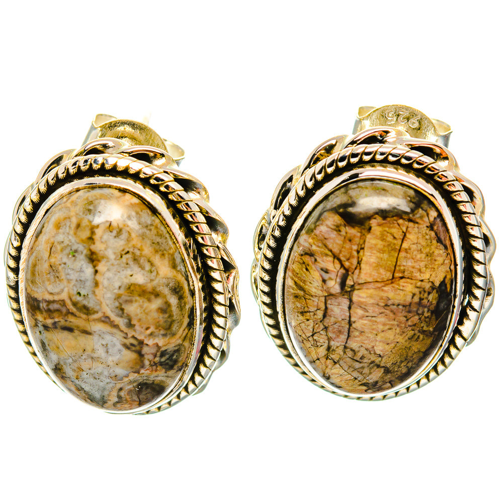 Mushroom Rhyolite Earrings handcrafted by Ana Silver Co - EARR426645 - Photo 2
