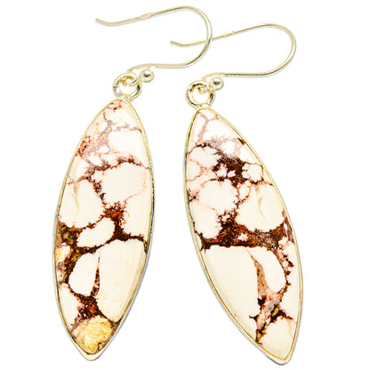 925 sterling silver drop earrings with teardrop marquise wild-horse jasper stones