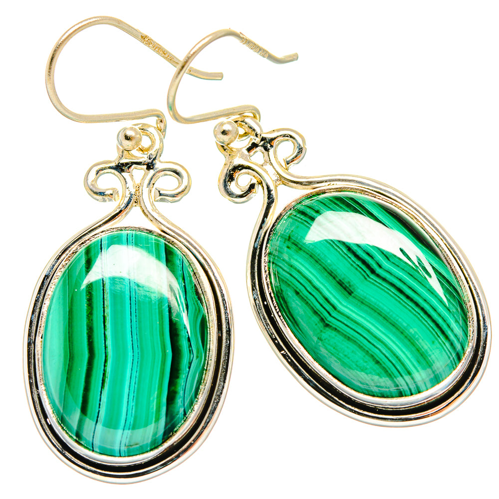 Malachite Earrings handcrafted by Ana Silver Co - EARR426802 - Photo 2