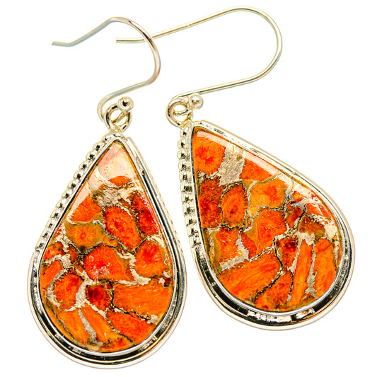 Orange Copper Composite Turquoise Earrings handcrafted by Ana Silver Co - EARR426844 - Photo 2