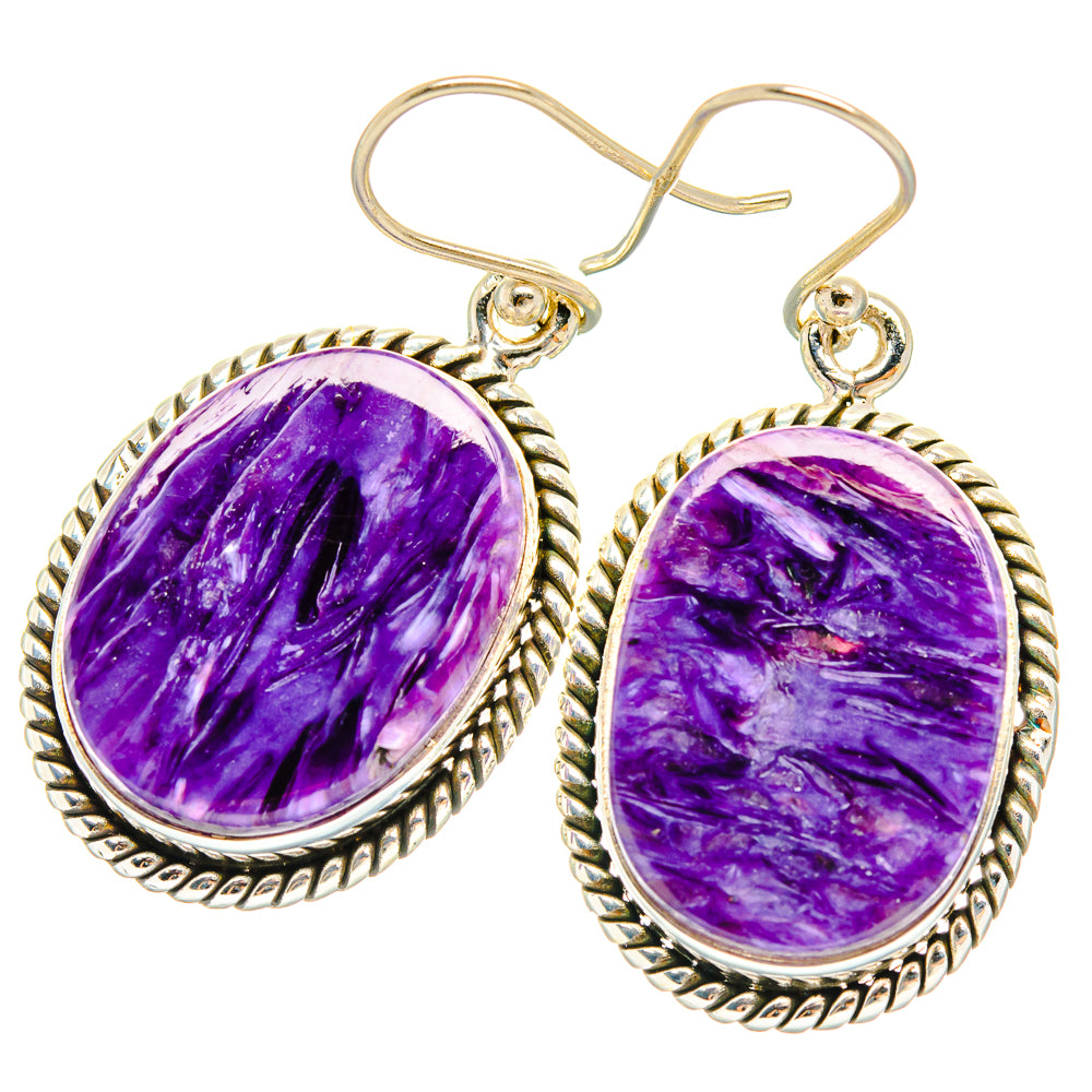 Charoite Earrings handcrafted by Ana Silver Co - EARR426869 - Photo 2