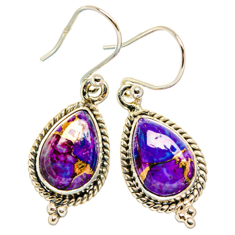 Purple Copper Composite Turquoise Earrings handcrafted by Ana Silver Co - EARR427015 - Photo 2