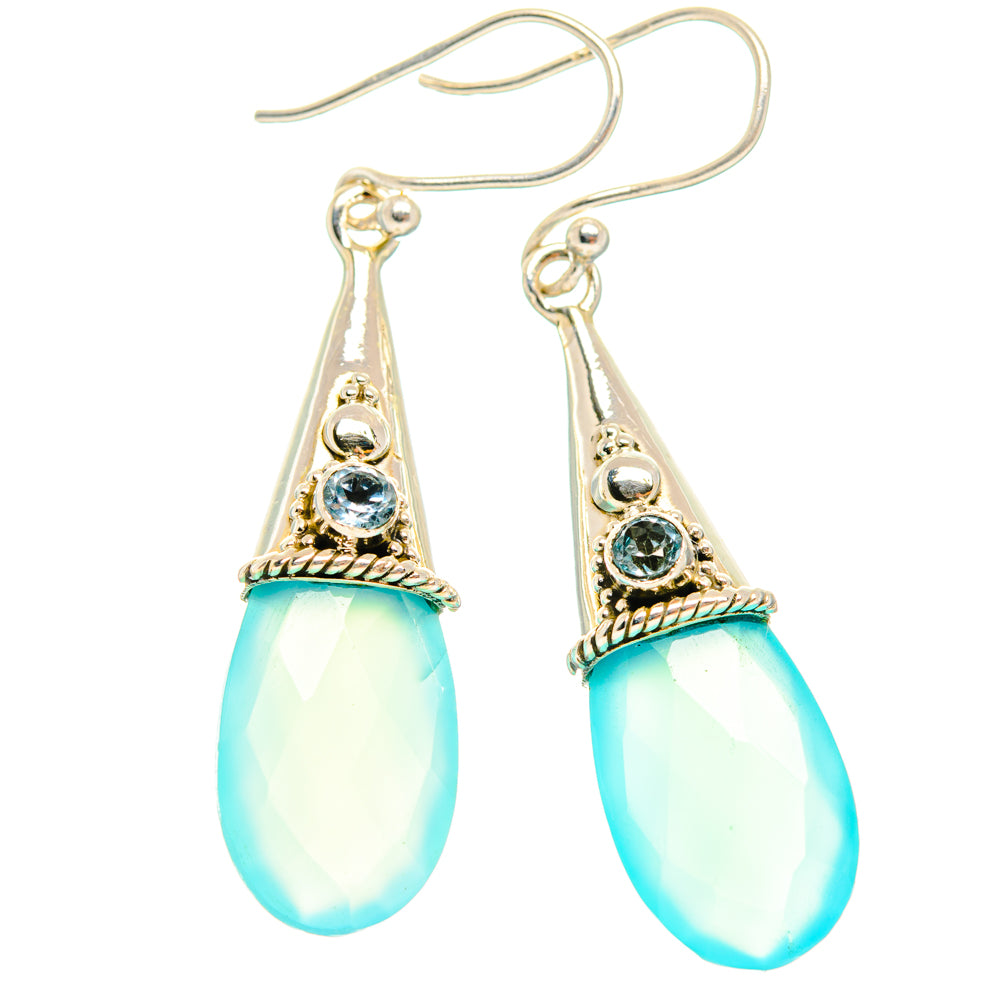 Aqua Chalcedony Earrings handcrafted by Ana Silver Co - EARR427037 - Photo 2