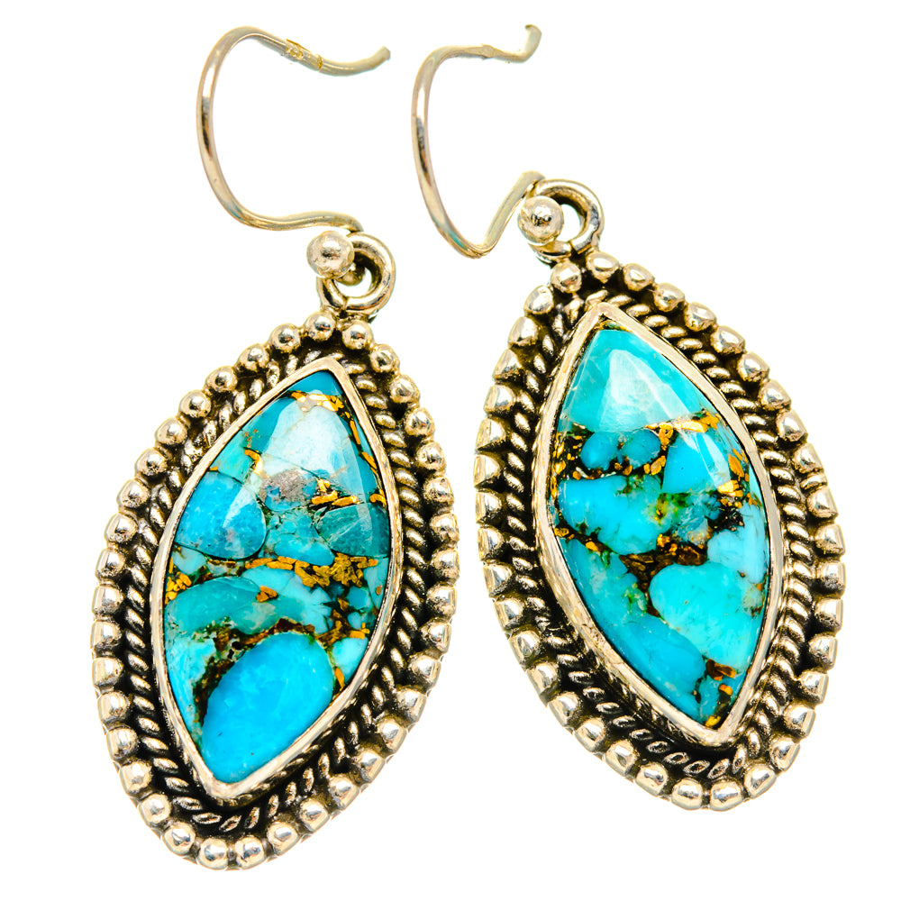 Blue Copper Composite Turquoise Earrings handcrafted by Ana Silver Co - EARR427039 - Photo 2