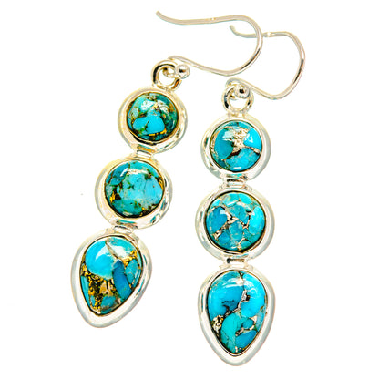 Blue Copper Composite Turquoise Earrings handcrafted by Ana Silver Co - EARR427046 - Photo 2