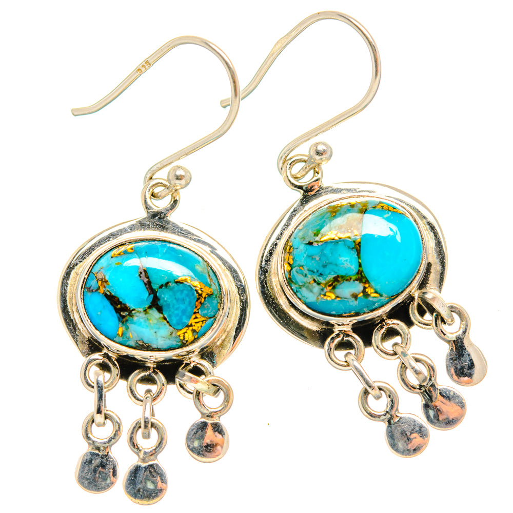 Blue Copper Composite Turquoise Earrings handcrafted by Ana Silver Co - EARR427056 - Photo 2