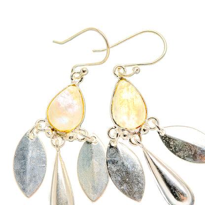 Rainbow Moonstone Earrings handcrafted by Ana Silver Co - EARR427062 - Photo 2