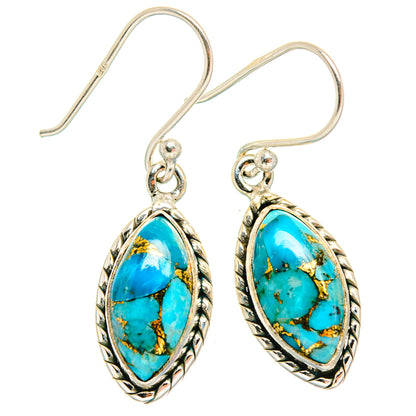 Blue Copper Composite Turquoise Earrings handcrafted by Ana Silver Co - EARR427063 - Photo 2
