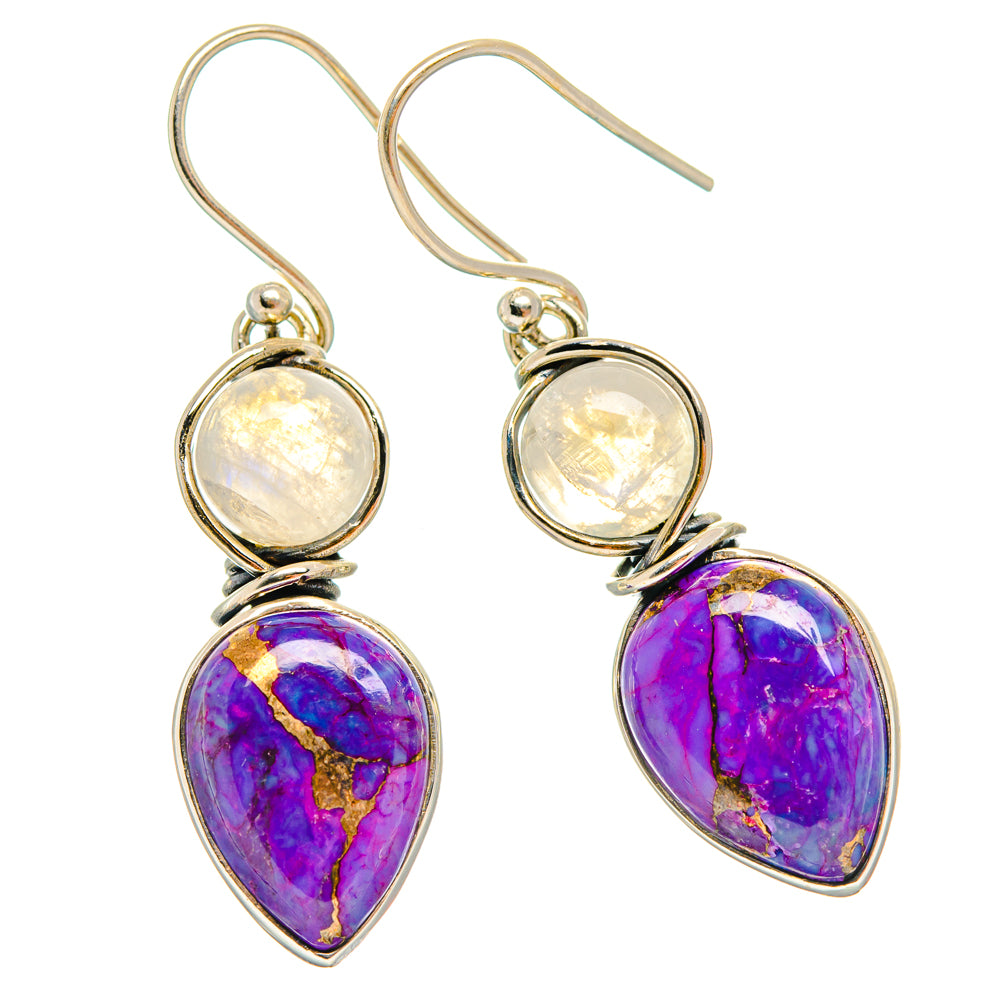 Purple Copper Composite Turquoise Earrings handcrafted by Ana Silver Co - EARR427065 - Photo 2