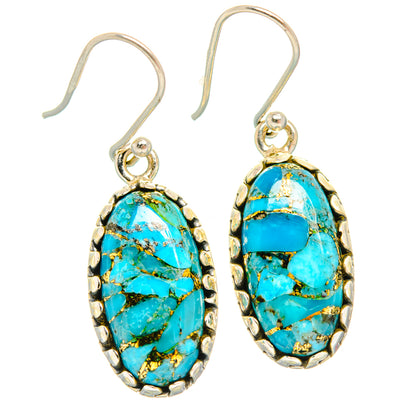 Blue Copper Composite Turquoise Earrings handcrafted by Ana Silver Co - EARR427071 - Photo 2