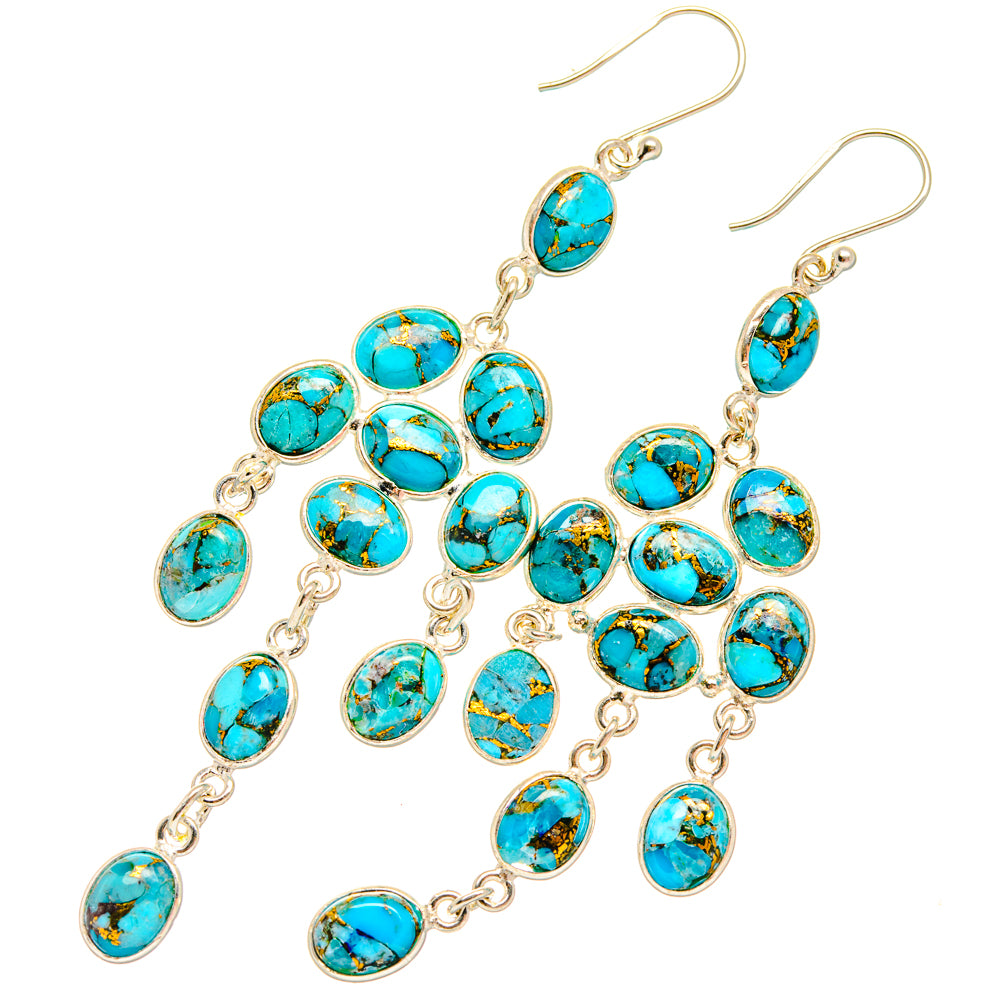 Blue Copper Composite Turquoise Earrings handcrafted by Ana Silver Co - EARR427097 - Photo 2