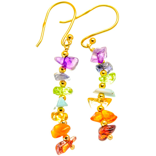 Multi-stone Rainbow Chakra Earrings handcrafted by Ana Silver Co - EARR427113 - Photo 2