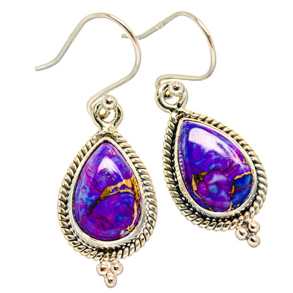 Purple Copper Composite Turquoise Earrings handcrafted by Ana Silver Co - EARR427121 - Photo 2