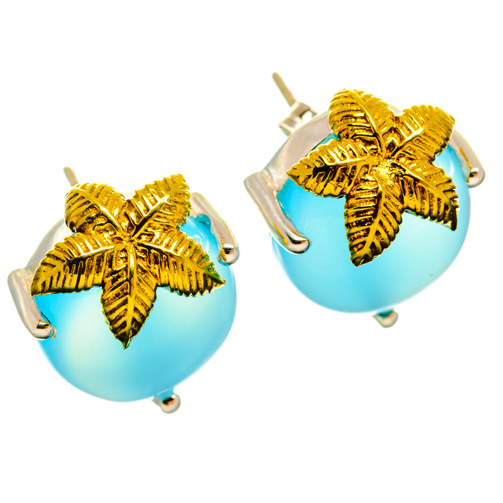Aqua Chalcedony Earrings handcrafted by Ana Silver Co - EARR427141 - Photo 2