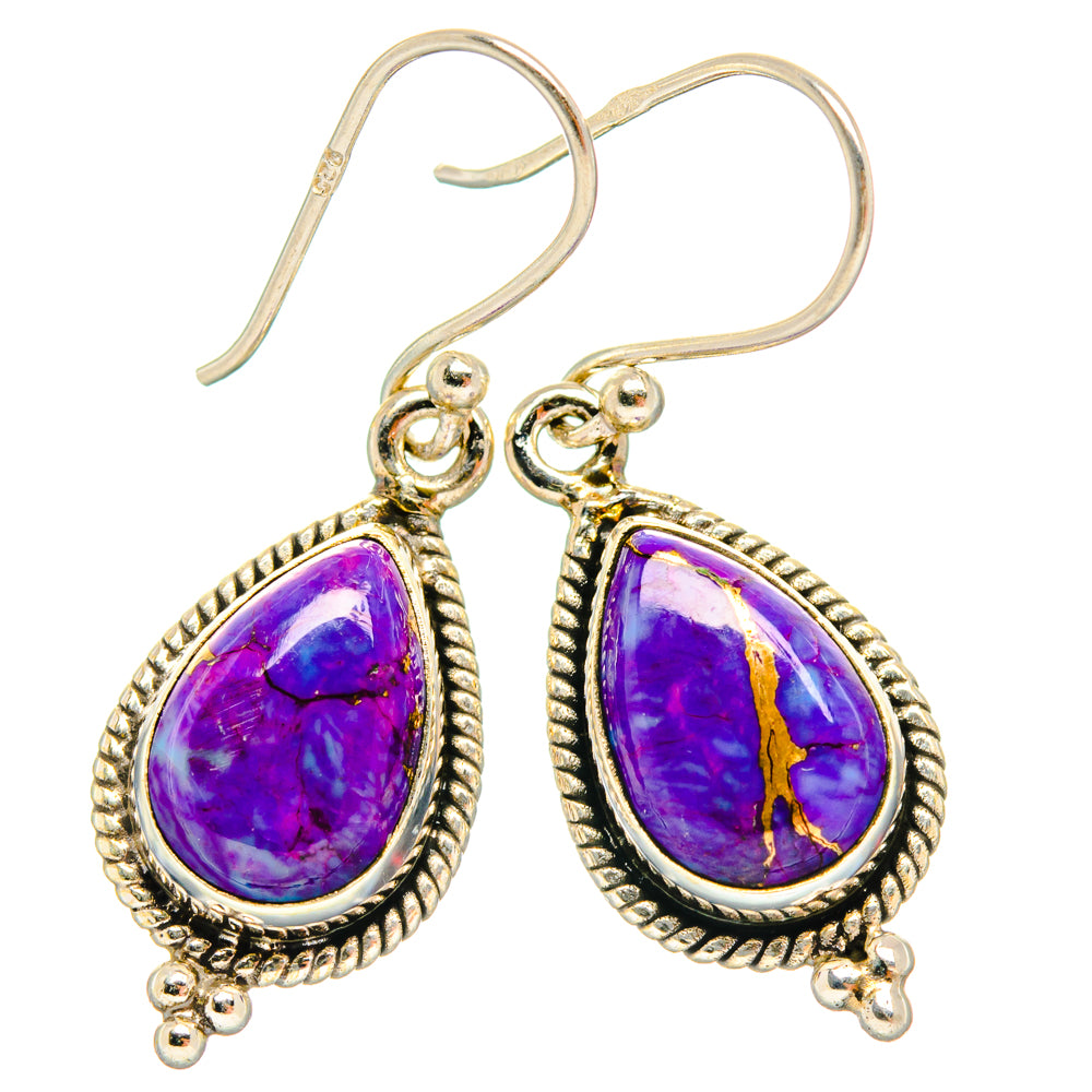 Purple Copper Composite Turquoise Earrings handcrafted by Ana Silver Co - EARR427154 - Photo 2