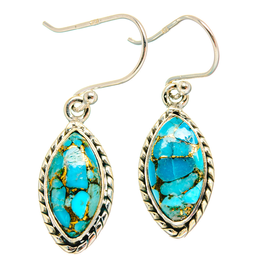 Blue Copper Composite Turquoise Earrings handcrafted by Ana Silver Co - EARR427159 - Photo 2