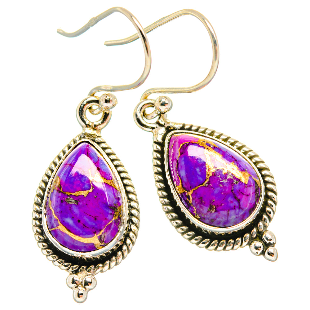 Purple Copper Composite Turquoise Earrings handcrafted by Ana Silver Co - EARR427174 - Photo 2