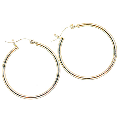 925 sterling silver hoop earrings, large polished round hoops, 1 1/4 in