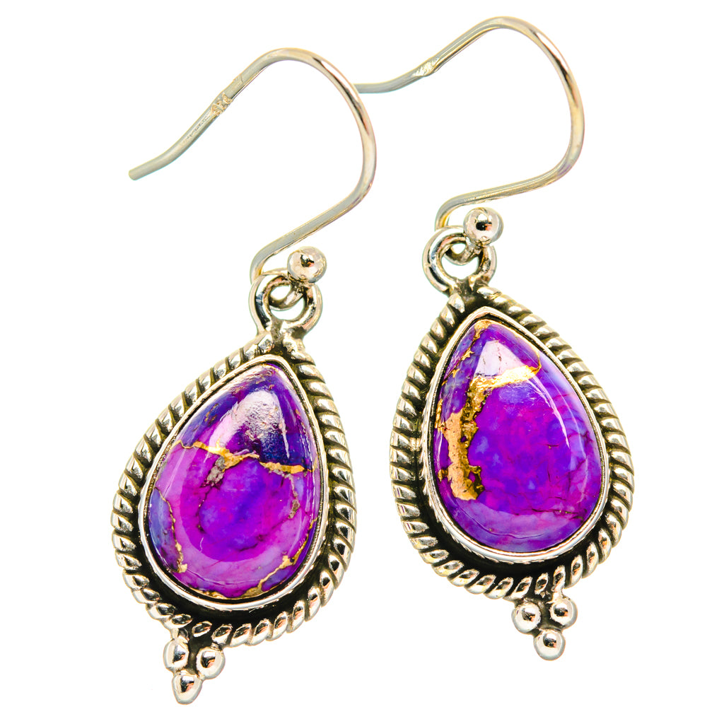 Purple Copper Composite Turquoise Earrings handcrafted by Ana Silver Co - EARR427191 - Photo 2