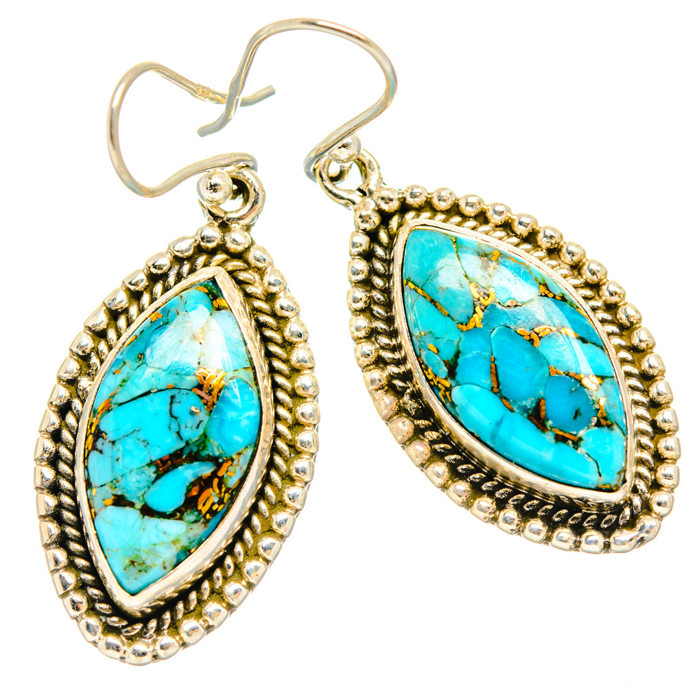 Blue Copper Composite Turquoise Earrings handcrafted by Ana Silver Co - EARR427201 - Photo 2