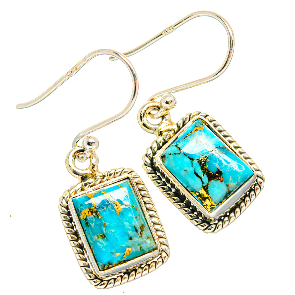 Blue Copper Composite Turquoise Earrings handcrafted by Ana Silver Co - EARR427210 - Photo 2