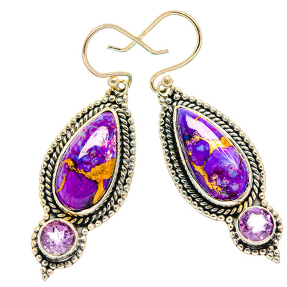 Purple Copper Composite Turquoise Earrings handcrafted by Ana Silver Co - EARR427217 - Photo 2