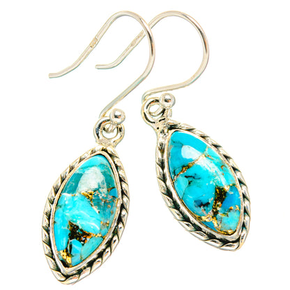 Blue Copper Composite Turquoise Earrings handcrafted by Ana Silver Co - EARR427222 - Photo 2