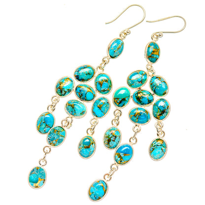 Blue Copper Composite Turquoise Earrings handcrafted by Ana Silver Co - EARR427226 - Photo 2