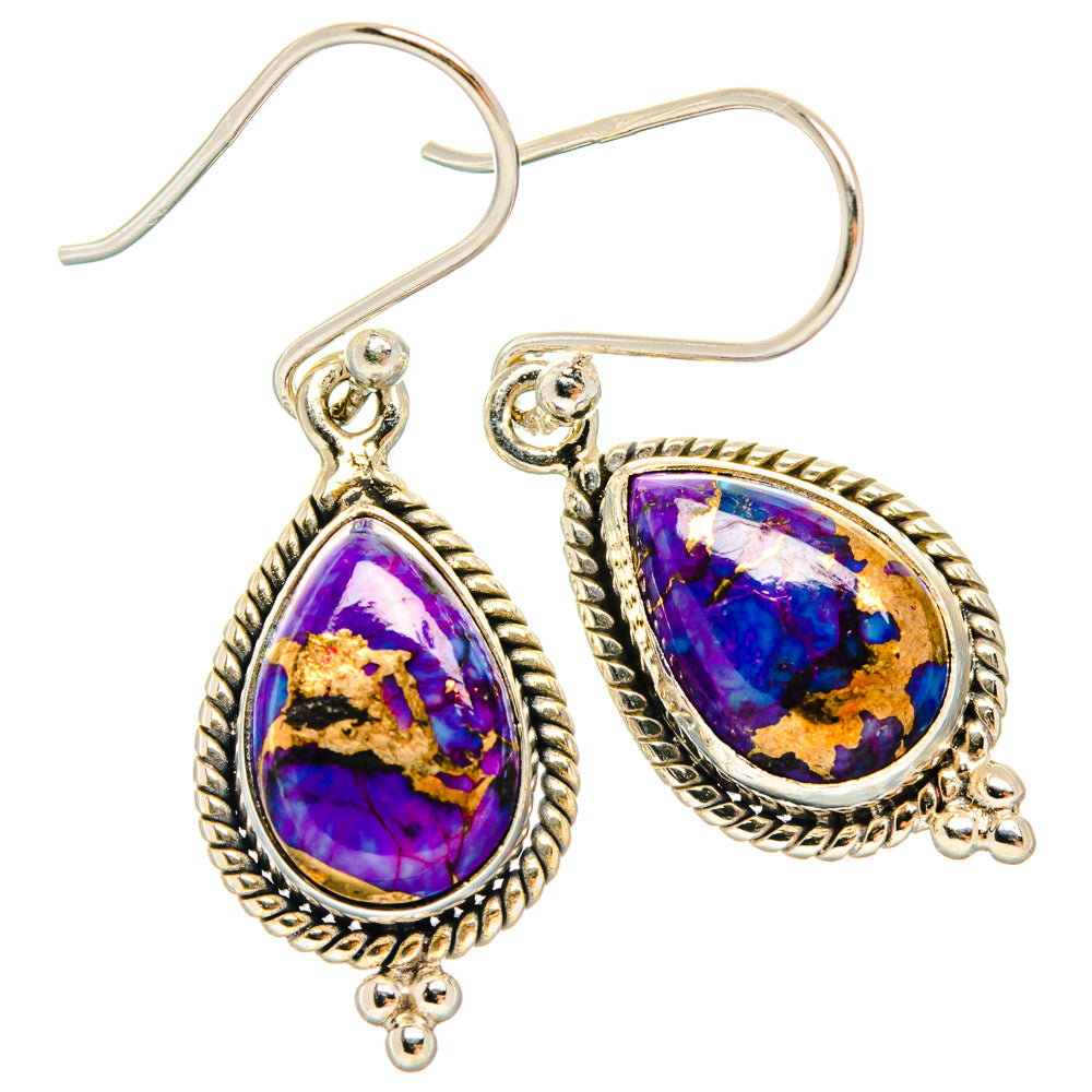Purple Copper Composite Turquoise Earrings handcrafted by Ana Silver Co - EARR427235 - Photo 2
