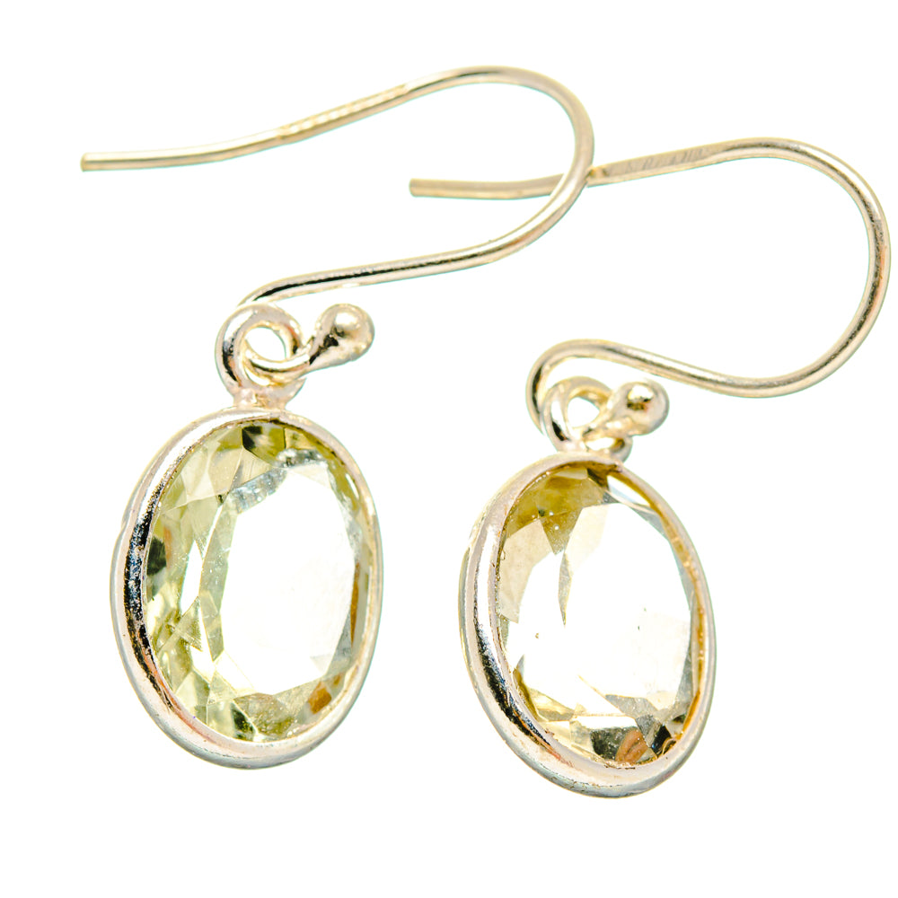 Oval faceted green amethyst drop earrings, 925 sterling silver oval stones