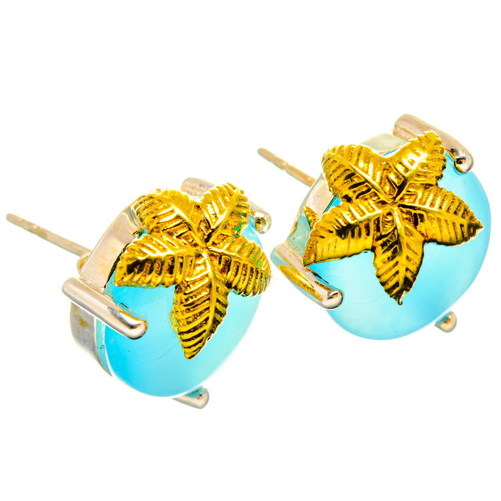 Aqua Chalcedony Earrings handcrafted by Ana Silver Co - EARR427263 - Photo 2