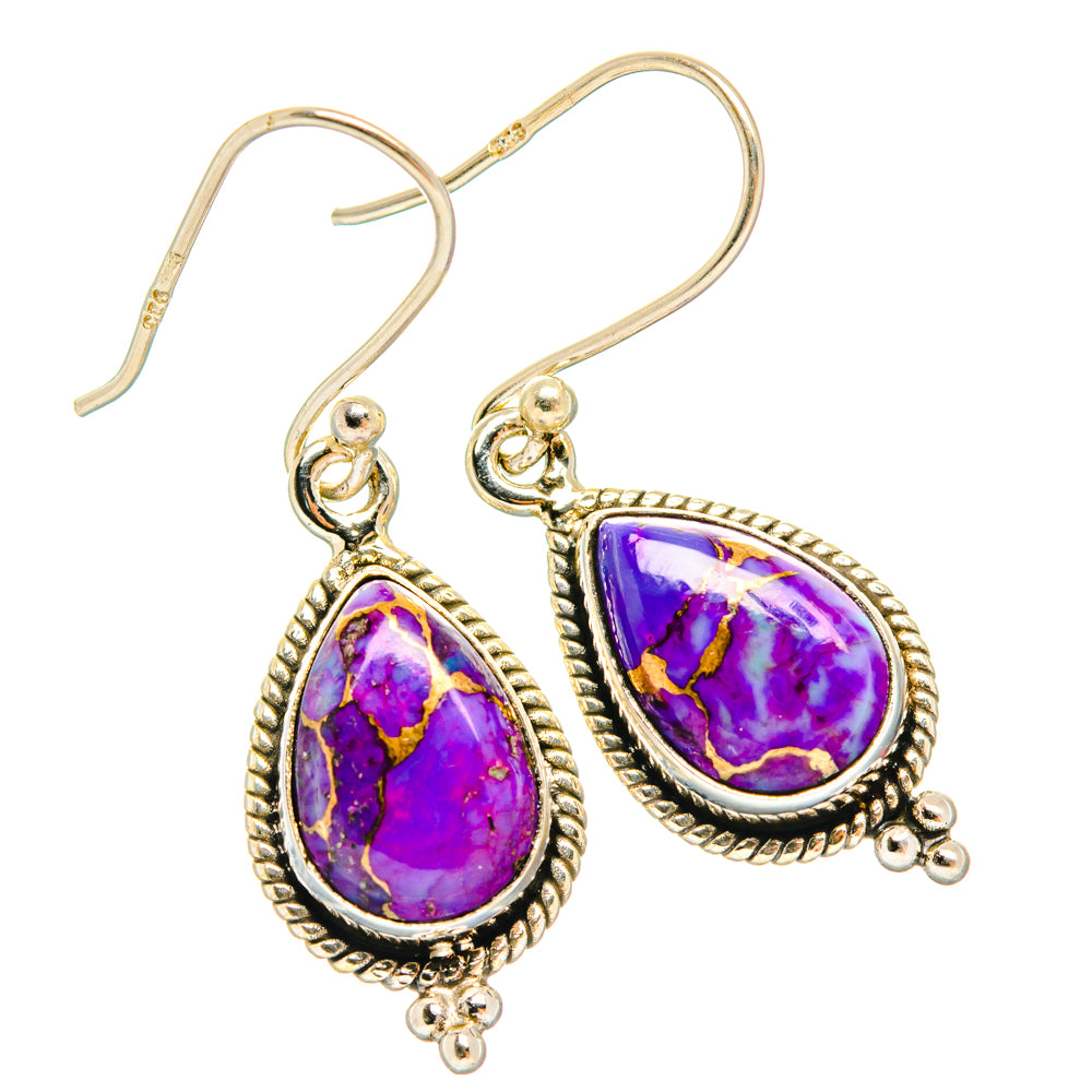 Purple Copper Composite Turquoise Earrings handcrafted by Ana Silver Co - EARR427276 - Photo 2