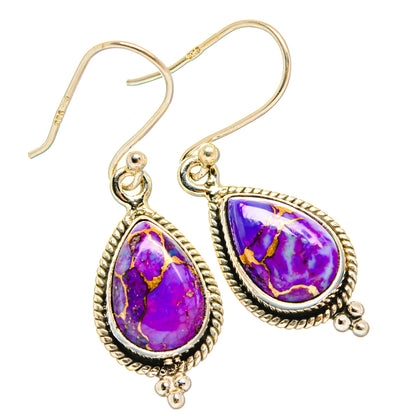 Purple Copper Composite Turquoise Earrings handcrafted by Ana Silver Co - EARR427276 - Photo 2