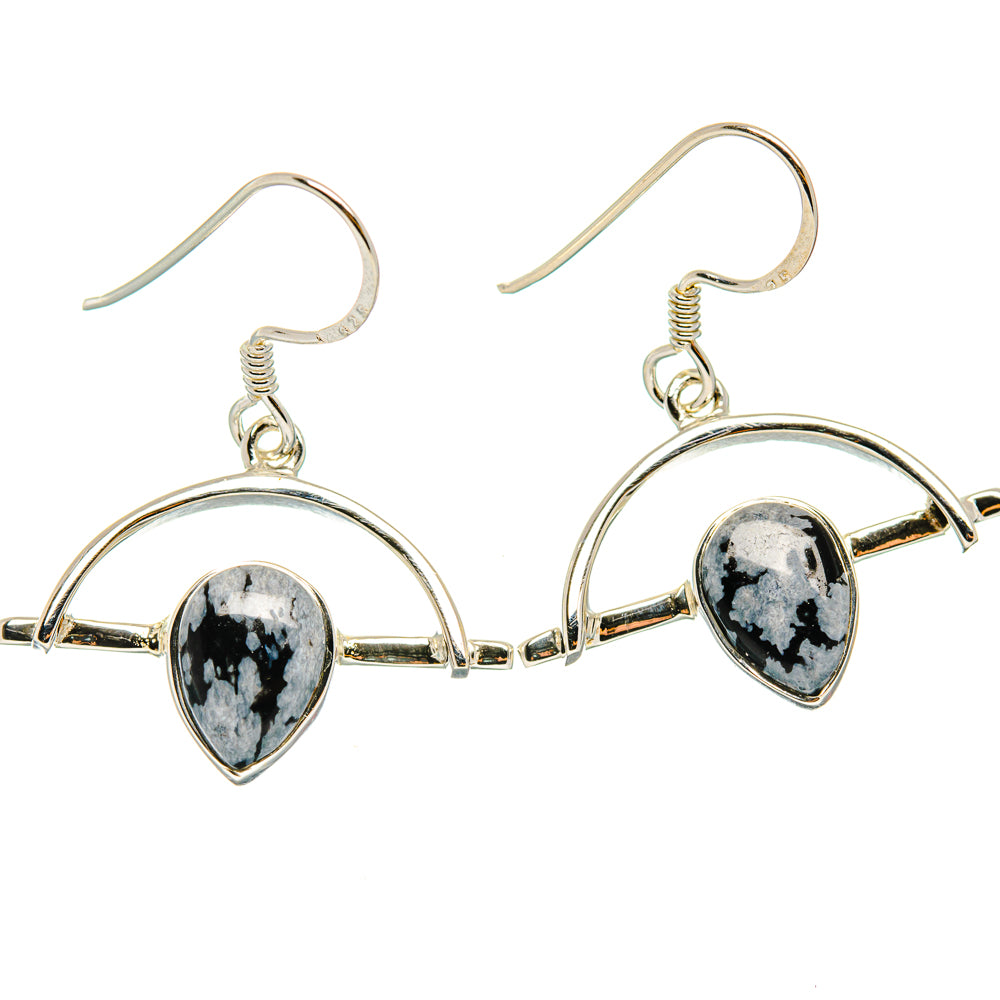 Snowflake Obsidian Earrings handcrafted by Ana Silver Co - EARR427284 - Photo 2