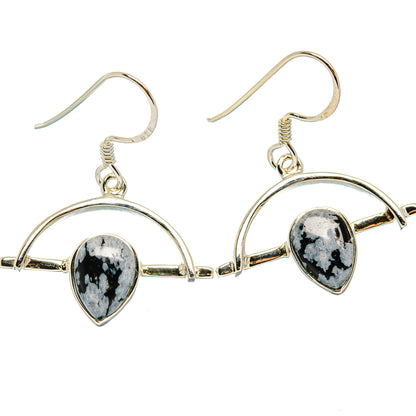Snowflake Obsidian Earrings handcrafted by Ana Silver Co - EARR427284 - Photo 2