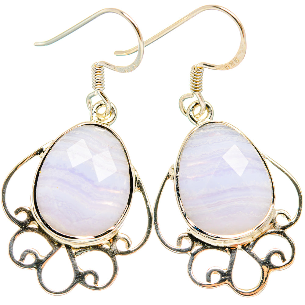 Blue Lace Agate Earrings handcrafted by Ana Silver Co - EARR427339 - Photo 2