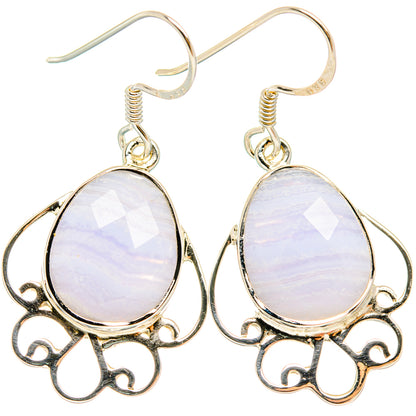 Blue Lace Agate Earrings handcrafted by Ana Silver Co - EARR427339 - Photo 2