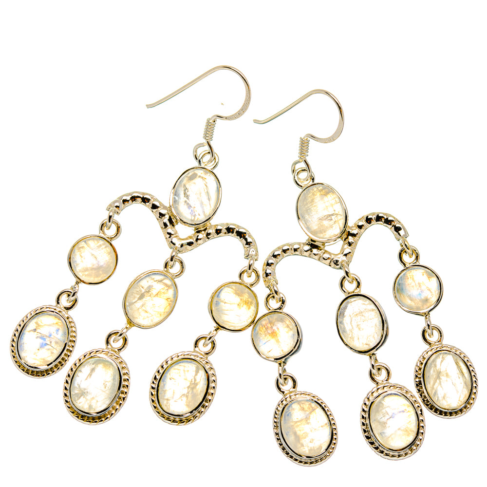 Rainbow Moonstone Earrings handcrafted by Ana Silver Co - EARR427381 - Photo 2
