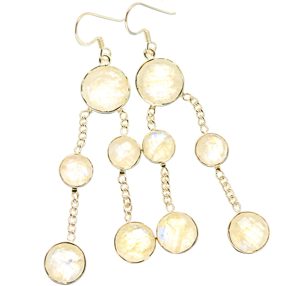 Rainbow Moonstone Earrings handcrafted by Ana Silver Co - EARR427385 - Photo 2