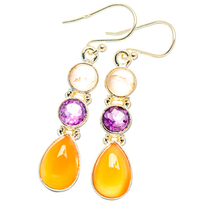 Peach Moonstone Earrings handcrafted by Ana Silver Co - EARR427395 - Photo 2