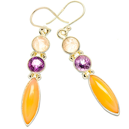 Peach Moonstone Earrings handcrafted by Ana Silver Co - EARR427475 - Photo 2