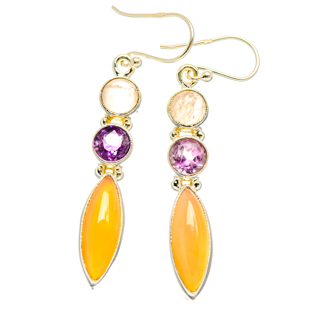 Peach Moonstone Earrings handcrafted by Ana Silver Co - EARR427486 - Photo 2