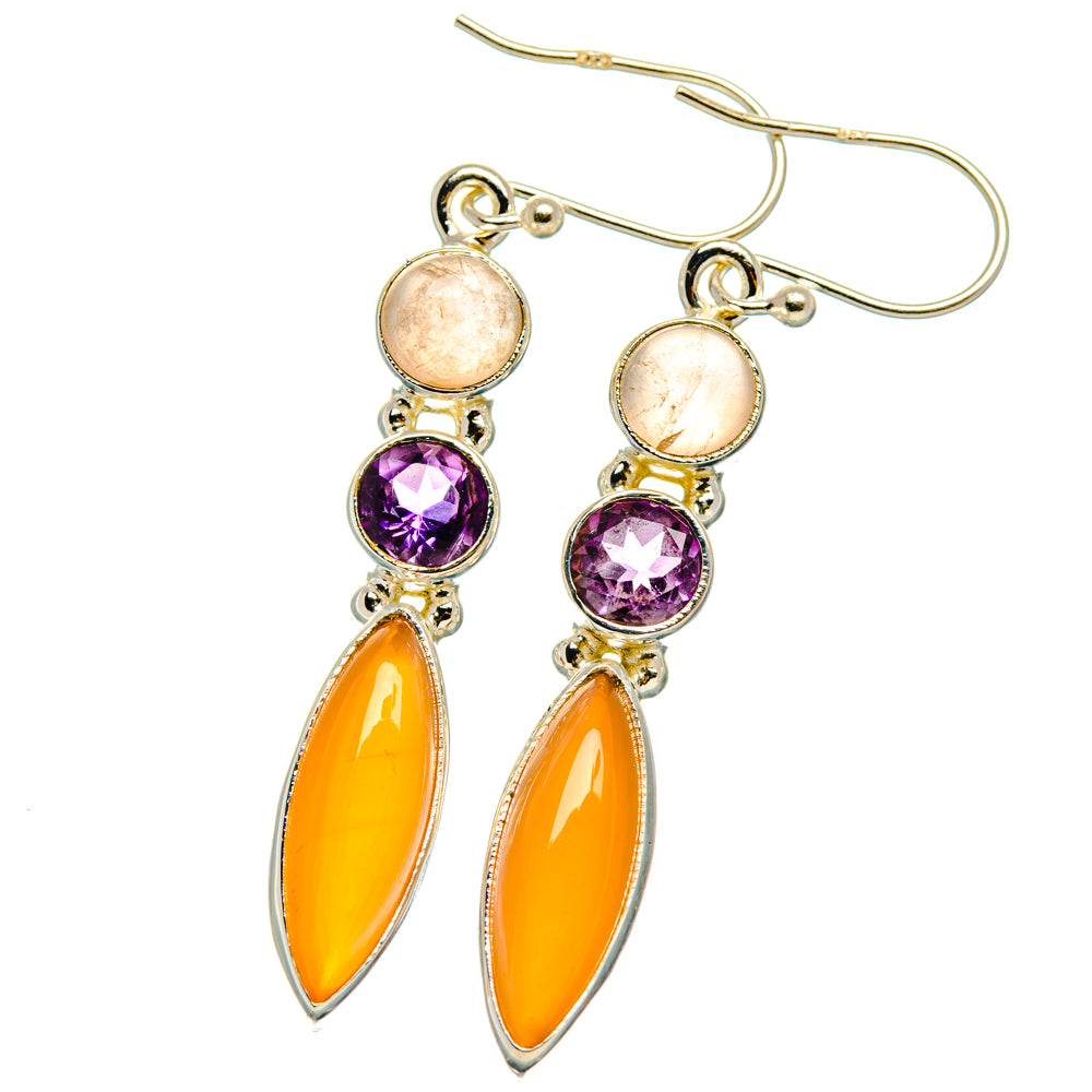 Peach Moonstone Earrings handcrafted by Ana Silver Co - EARR427493 - Photo 2