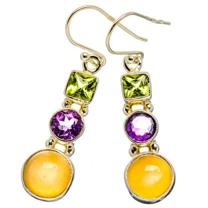 Peach Moonstone Earrings handcrafted by Ana Silver Co - EARR427512 - Photo 2