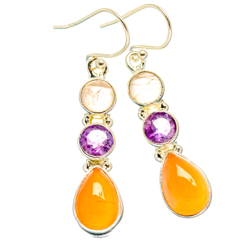 Peach Moonstone Earrings handcrafted by Ana Silver Co - EARR427552 - Photo 2